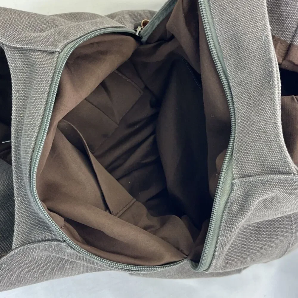 K2 Classic Canvas Shoulder Bag Purse Hobo Leather Brown